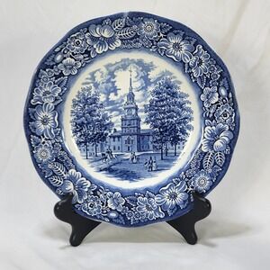 Liberty Blue Independence Hall Dinner Plate Staffordshire Ironstone England